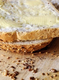 raw butter spread on bread